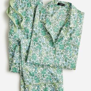 J. Crew 100% Cotton Green Floral Pajama Set Small
